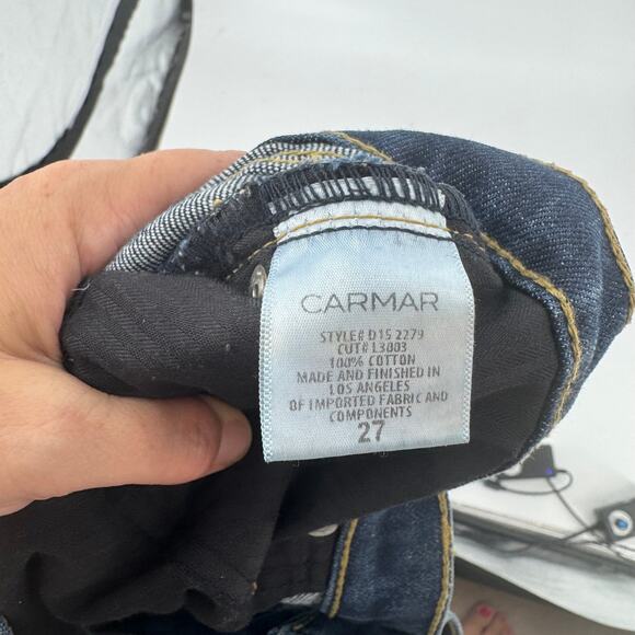 Carmar Los Angeles Distressed Raw Hem High Rise Straight Leg Jeans Size 27 - Picture 7 of 8